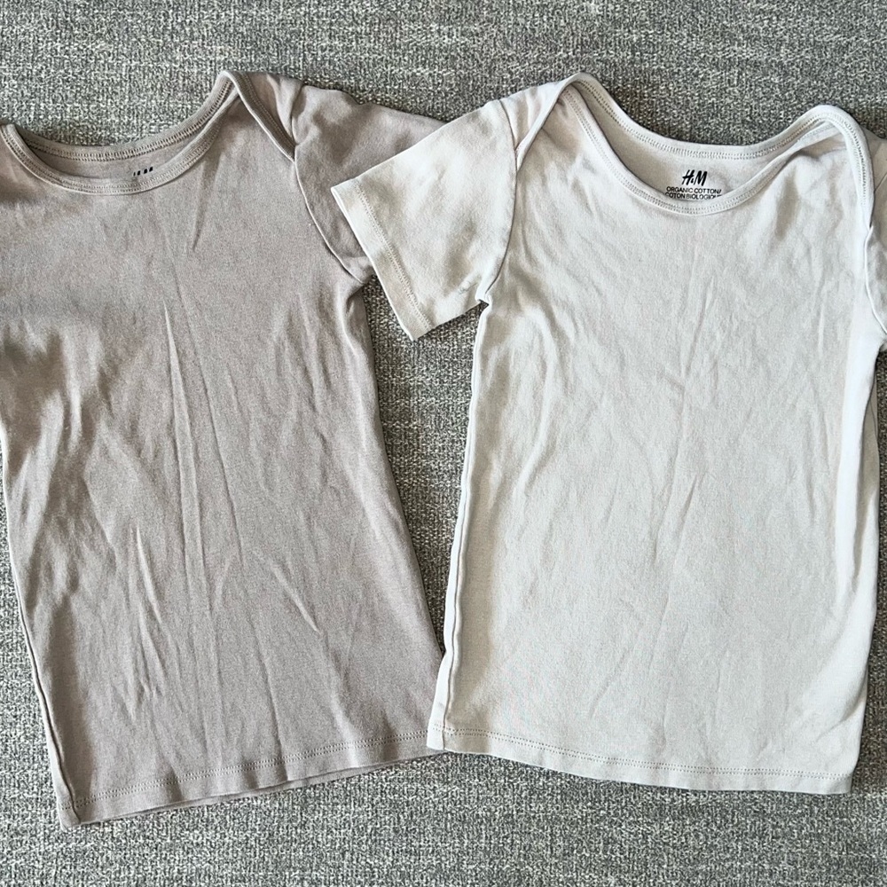 H&M Kids Beige and Cream Short Sleeve Tees